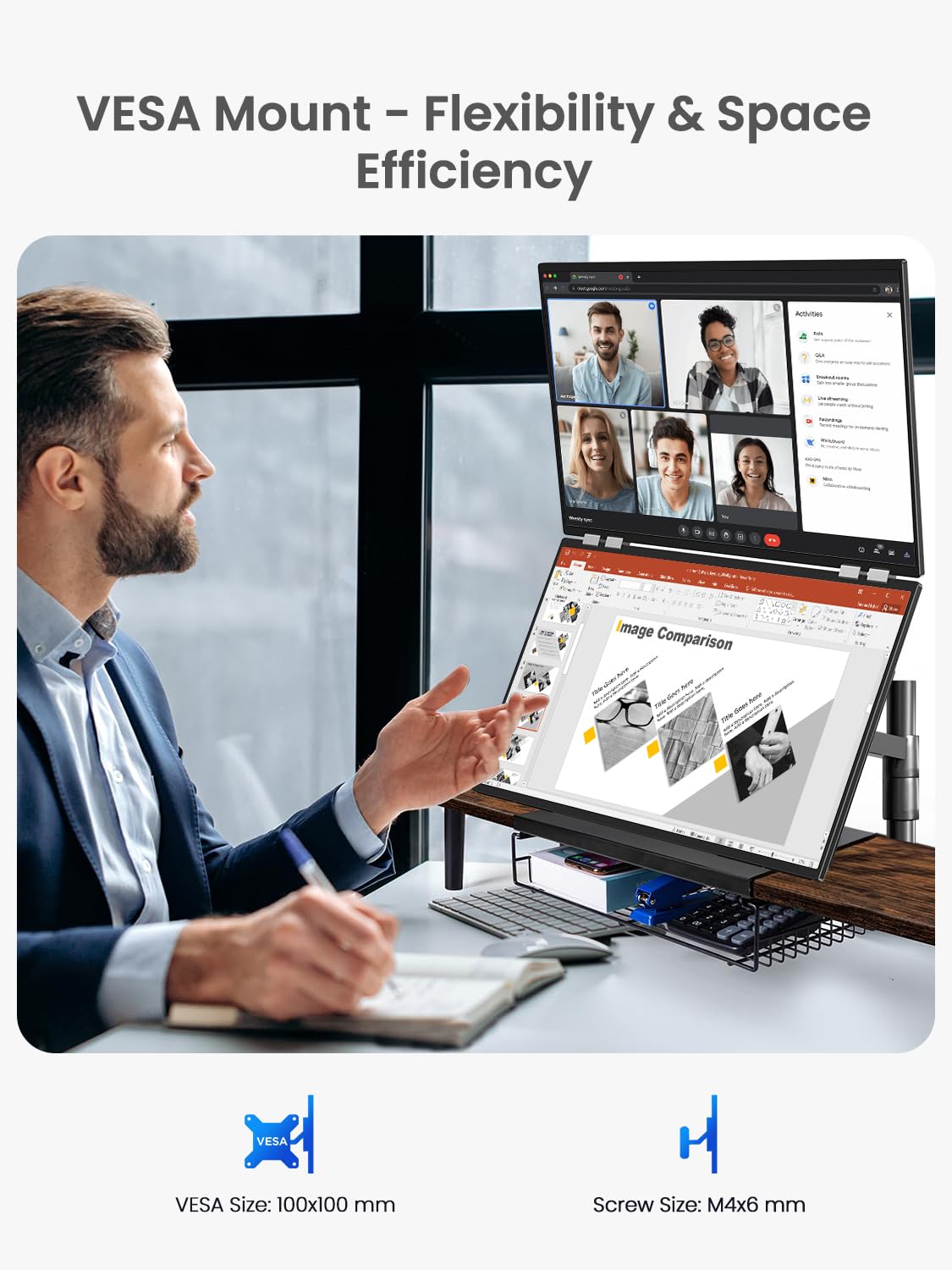 EPORMOT Portable Dual Monitor 23.8" 100Hz FHD 1080P