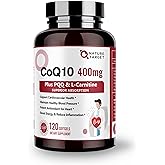 NATURE TARGET CoQ10-400mg with PQQ, Omega-3s & L-Carnitine, High Absorption Coenzyme-Q10 with BioPerine, Supports Heart, Brain, Immune System, Energy Production, 120 Servings
