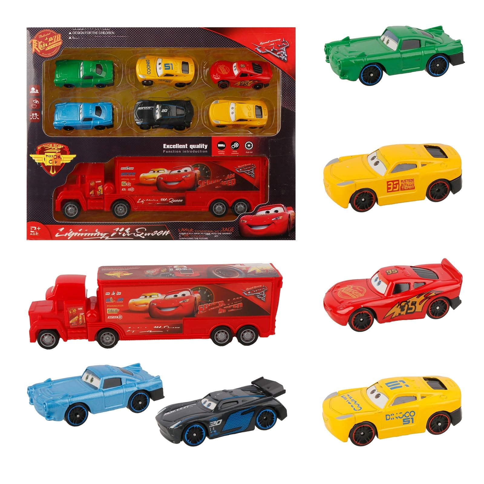 yumcute 7 Pcs Toy Cars, Trucks for Kids, Mini Cars Toys, Racing Cars, Alloy Racing Model, Boys Girls Birthday Party Gift For Ages 2-18 Year Old Children
