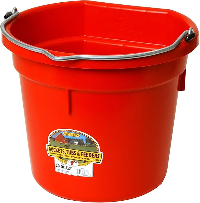 Little Giant Plastic Animal Feed Bucket (Red) Flat Back