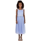 Speechless Girls Sleeveless Scoop Neck Tulle Midi Dress with Embellished Waist