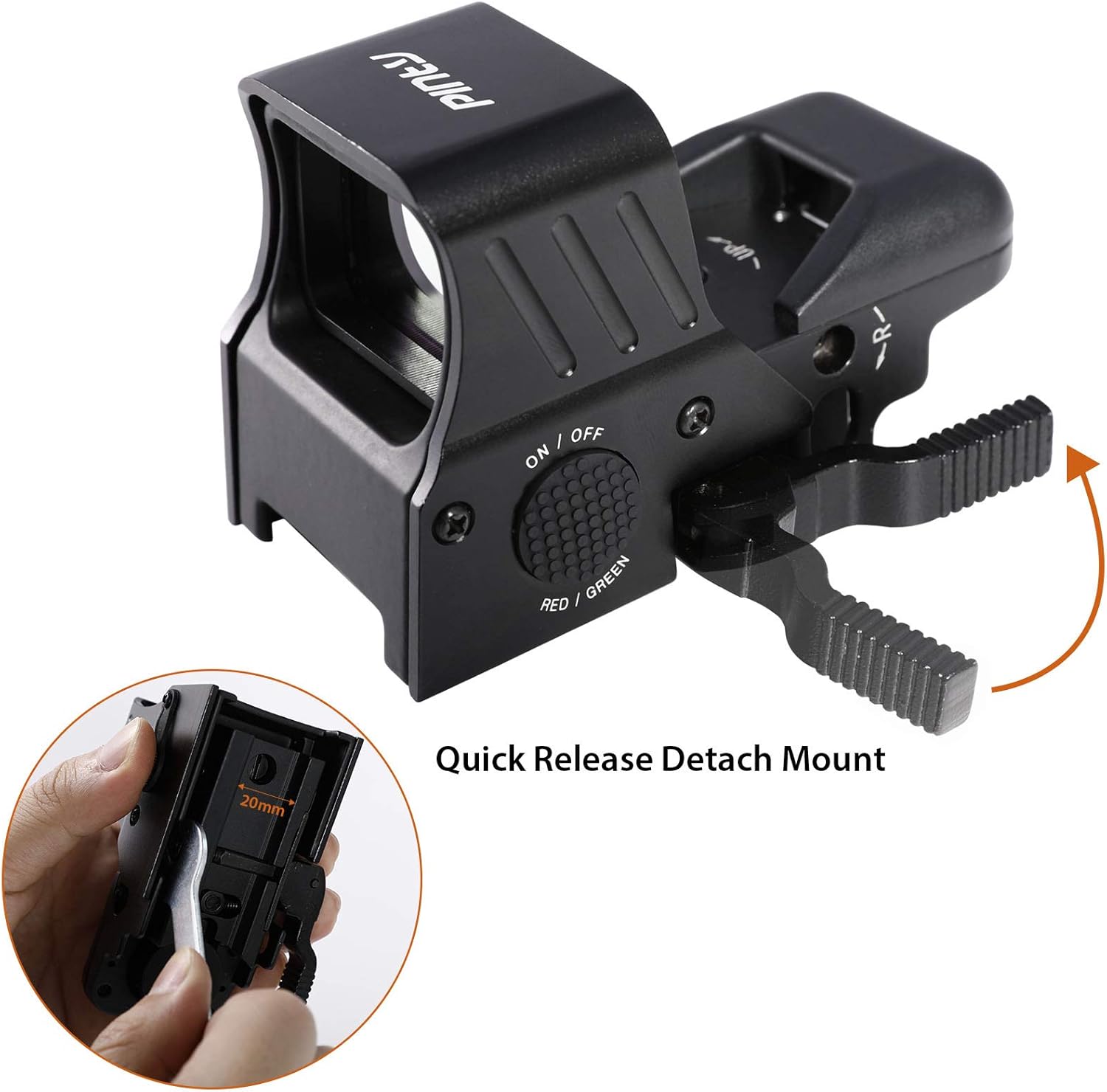 Pinty 1x22x33 Reflex Sight Red Dot Sight with 4 Reticles, QD Quick Release Mount: Sports & Outdoors