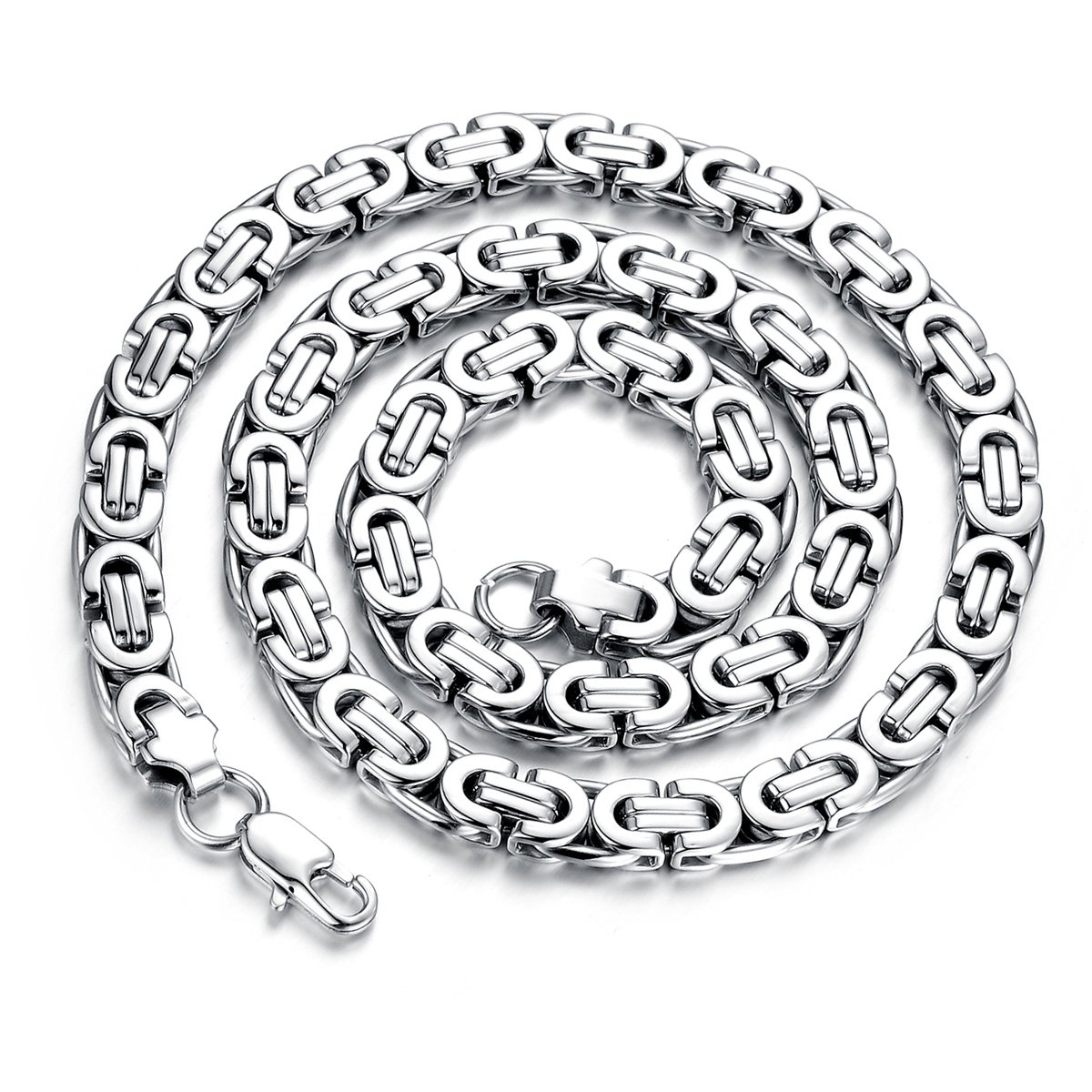 Cupimatch Men's Biker 9MM Silver Stainless Steel Necklace Chain, 22 Inch (Silver) — image 1