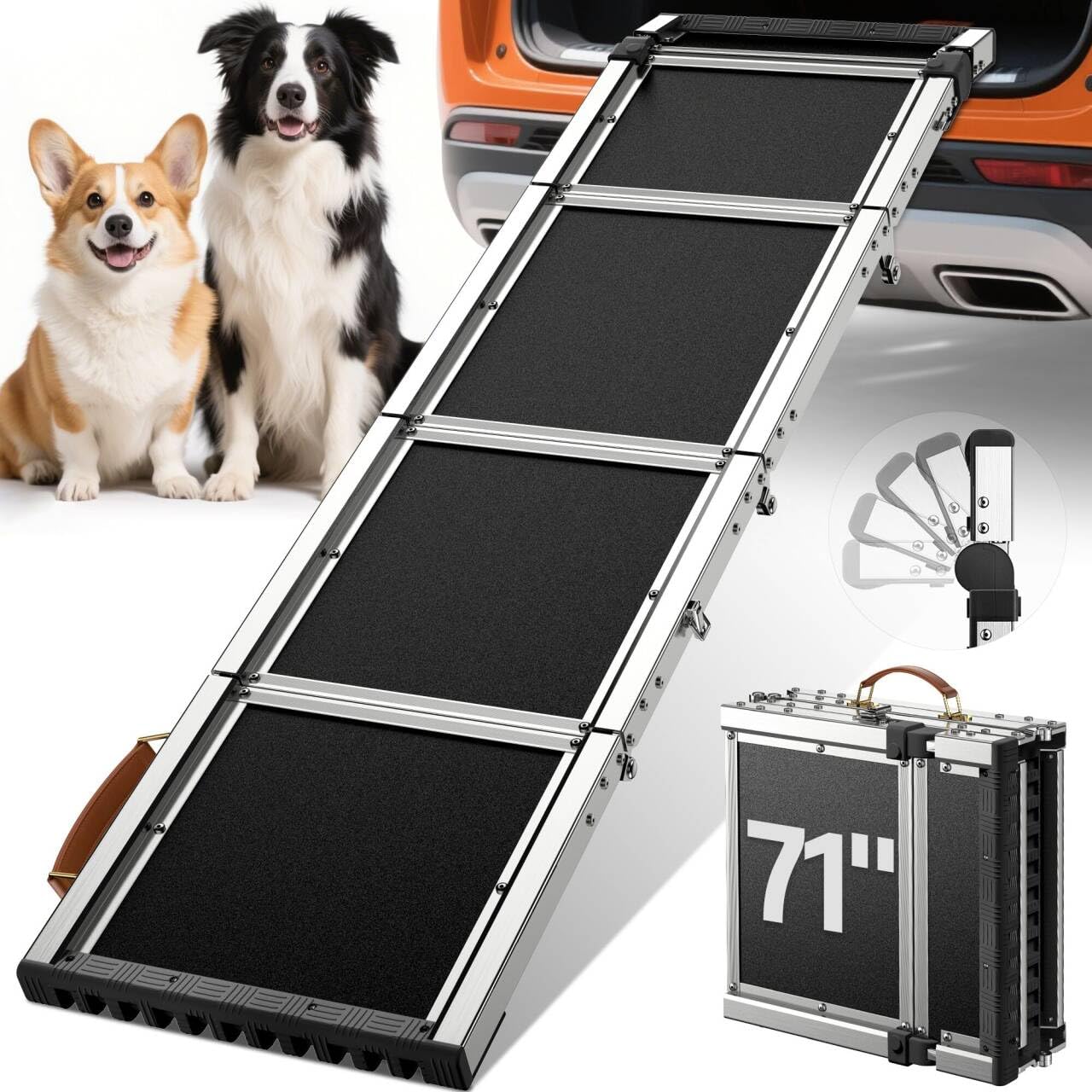 Photo 1 of ???? ???????? Extra Long 71”Dog Ramp for Car with Adjustable Head, Folding Pet Ramp for Large Dogs with Non-Slip Surface Dog Ramps Up to 330 lb for Car SUV Truck Bed Couch