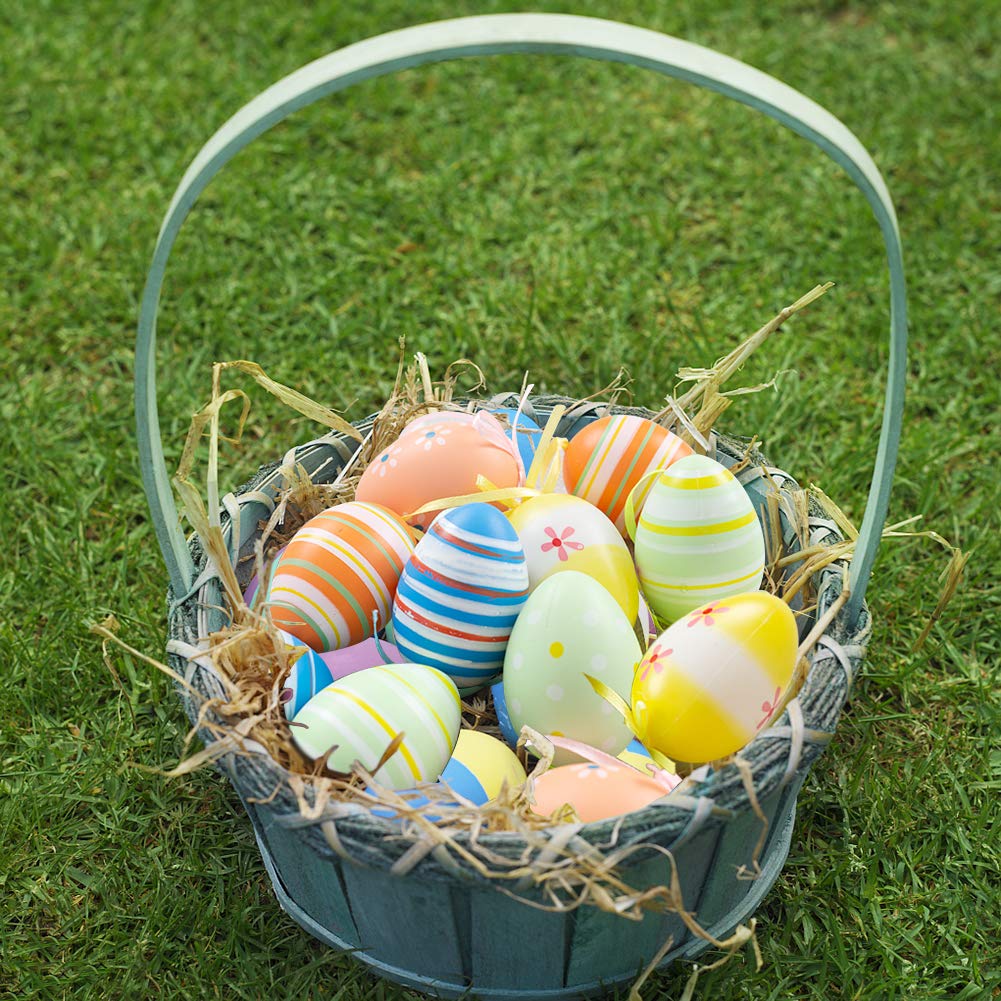 DomeStar Colorful Plastic Eggs, 12PCS Decorative Hanging Eggs Plastic Egg Ornaments Decorations, Random Style