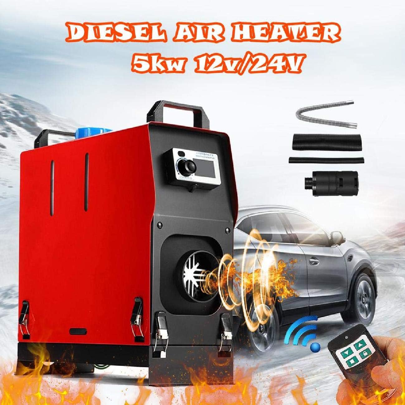 ALAVENTE Diesel Air Heater, All In 1 LCD Monitor Air Outlet Diesel Heater 5KW 12V Vehicle Heater for Car, Vans, Truck, RV, Boats, Trailer, Motorhome, Caravan
