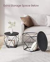 VASAGLE Round Coffee Table Set of 2 Black Steel Frame LET040B22 view 7