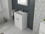 VeeBath Sphinx 600mm Free Standing Vanity Unit & Rectangular Sink White view 2