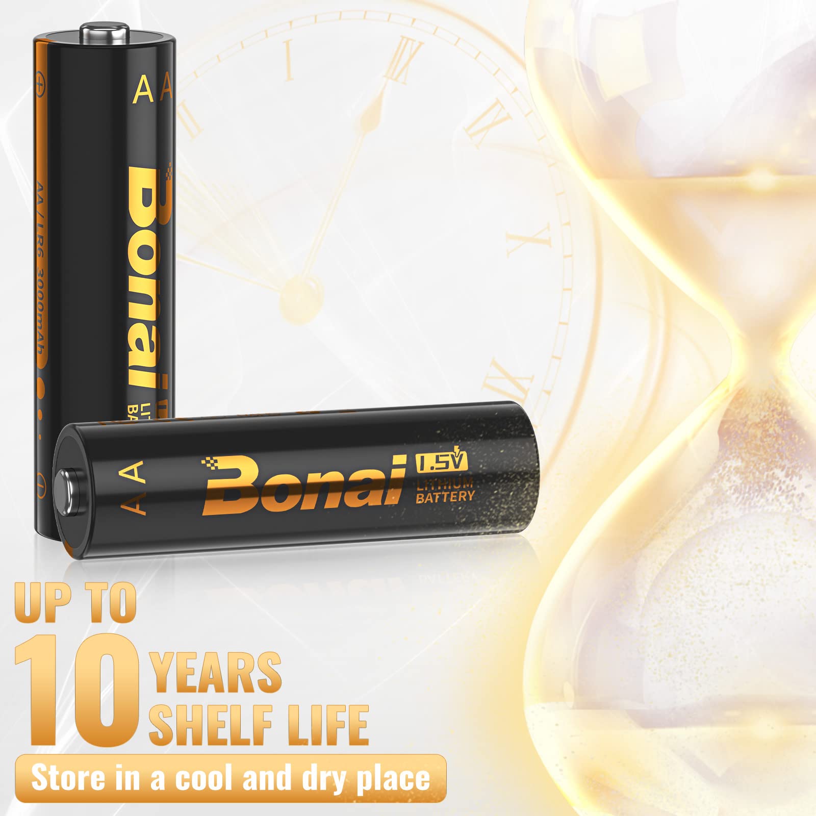 BONAI Lithium Batteries AA 12 Pack, 3500mAh 1.5V Longest Lasting Double A Battery Ultimate Power for High-Tech and Low-Tech Devices - [Non-Rechargeable]