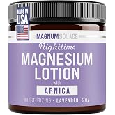 Magnum Solace Nighttime Magnesium Lotion with Arnica &ndash; Highly Concentrated Magnesium for Muscles &amp; Joints &ndash; Apply to Legs or Feet Before Bed &ndash; Skin-Friendly