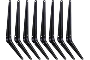 ELSKER&HOME 8 Pack Shelf Brackets 12 Inch, Floating Shelf Bracket for Wood, Black Metal L Bracket for Shelves Support, Wall Mount Corner Brace