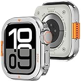 Amizee Metal Case Compatible with Apple Watch Series 11/10 46mm Case with Back Cover, Rugged Protective Bumper Cover for iWatch 46mm, Silver