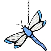 HAOSUM Dragonfly Stained Glass Window Hanging Suncatcher,Window Decoration Tiffany Glass Home Decor, Gift for Grandma,Mom 4.5×4 INCH