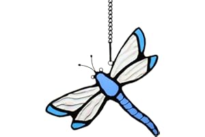 HAOSUM Dragonfly Stained Glass Window Hanging Suncatcher,Window Decoration Tiffany Glass Home Decor, Gift for Grandma,Mom 4.5×4 INCH