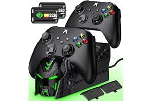 CYOYPPY Controller Charger Station for Xbox One/Xbox Series X|S Controller with 2x5520mWh Rechargeable Battery Packs, Upgraded Dual Charging Dock for Xbox One Controller Battery Pack with 4 Battery Covers