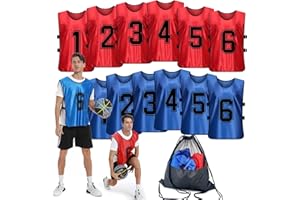 PULUOMASI Sports Pinnies-Numbered Practice Vest Pennies for Soccer Basketball Jersey Bibs -Set of 12/Youth Adults Team