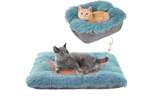 SCENEREAL Self Warming Cat Bed, Heated Cat Bed Mat for Cats Small Dogs, 2 in 1 Soft Plush, Washable Pet Pad for Indoor Outdoor Kitten Puppy, Navy Blue 20x24