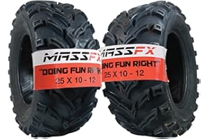 MASSFX 25x10-12 Rear Tire Set (2) for All-Terrain (ATV), Utility-Task (UTV), and Side-by-Side (SxS) Vehicles - 6-Ply with 1/2" Tread Depth 25x10x12 (2-Pack)