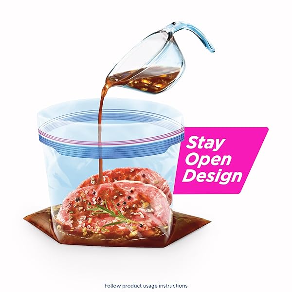 ZIPLOC QUART FOOD STORAGE FREEZER BAGS, NEW STAY OPEN DESIGN WITH STAND-UP BOTTOM, EASY TO FILL, 38 COUNT
