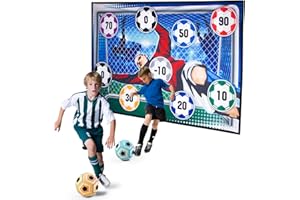WNSULL Kids Soccer Ball Game Set-Backyard/Outdoor/Indoor Childrens Toys-Birthday Gift for Boys Ages 3 4 5 6 7 8 Year Old-Soccer Game Target with 2 Soccers,4 Sticking Hooks,2 Ground Stakes,4 Ribbons