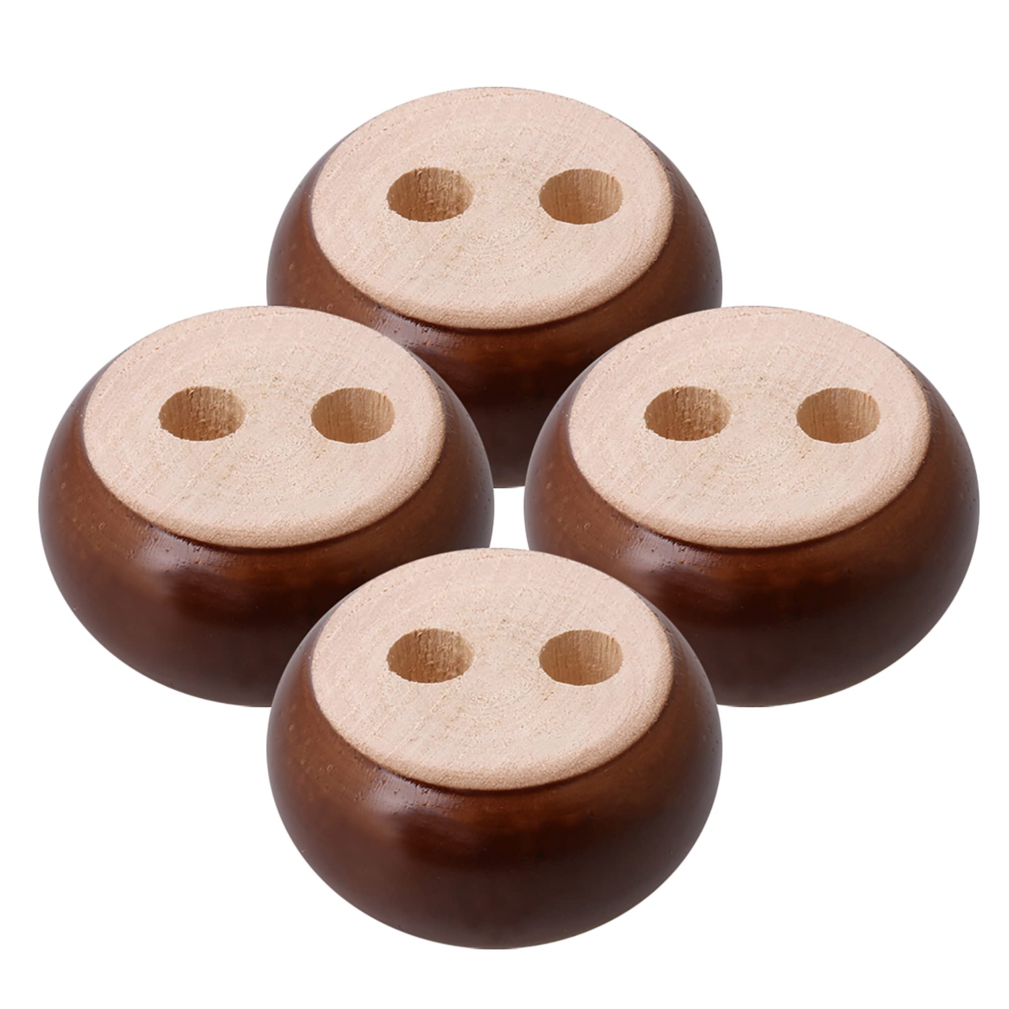 Homeswitch 4 Pieces High 3 cm Walnut Color Wooden Furniture Feet Round Cake Shape for Sofa TV Cabinet Bed Feet