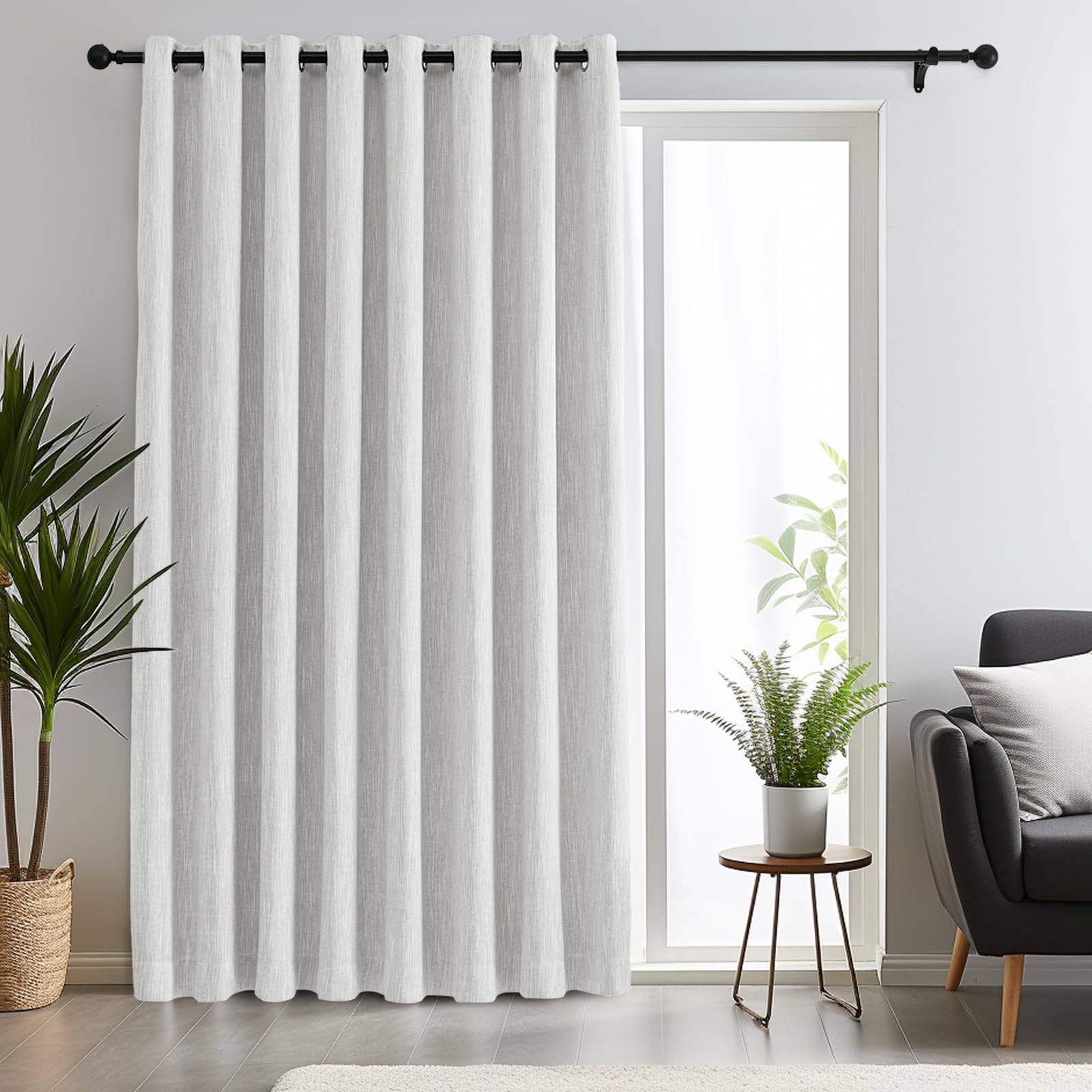 Melodieux Elegant Cotton Room Darkening Curtains for Living Room Bedroom Thermal Insulated Privacy Grommet Window Curtain Panels, 100 by 96 Inch, White(1 Panel