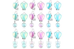 Skyley 9 Pairs Girls Colorful Clip on Drop Earrings Resin No Pierced Design Pretend Princess Play Earrings Jewelry Set