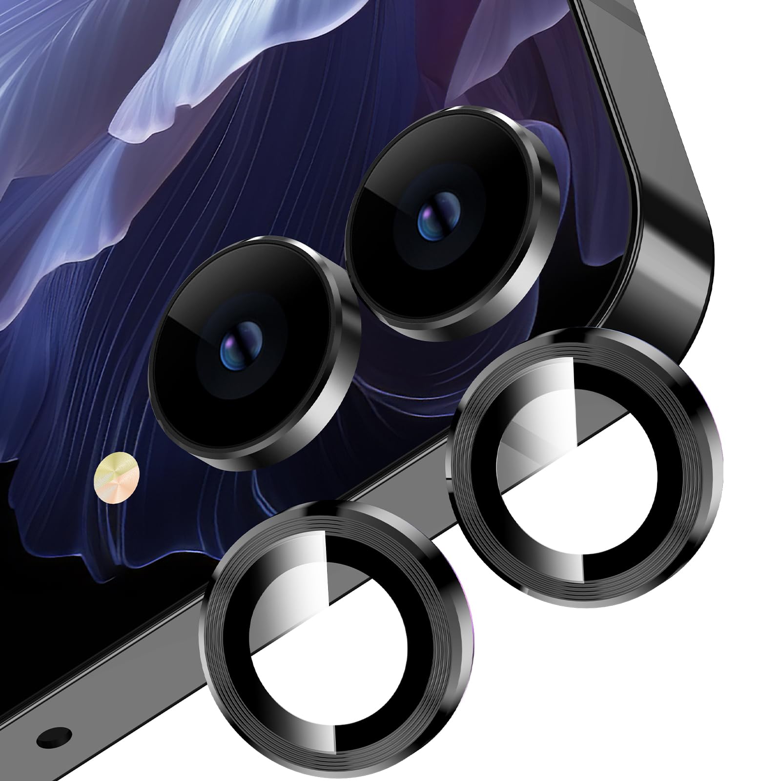 Photo 1 of YWXTW for Samsung Galaxy Z Flip 7 Camera Lens Protector, Individual Anti Scratch Metal Ring Tempered Glass Camera Screen Protector for Z Flip 7 Accessories 2025 Black