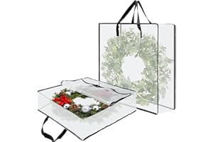 Wreath Storage Bag, 26 Inches Wreath Storage Container Christmas Decoration Garland Container Clear Bags Moving Bag for Wreat