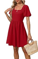 OFEEFAN Casual Summer Dresses for Women Puff Sleeve