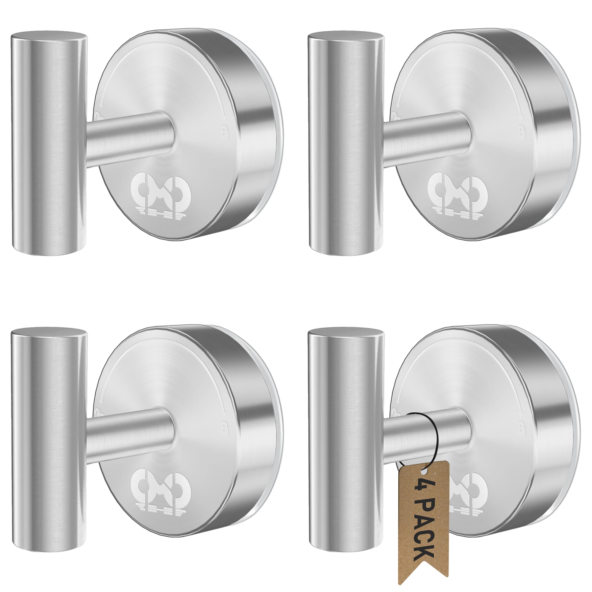 Photo 1 of CMDZHF 4Pcs Suction Cup Hooks for Shower & Glass Window - Heavy Duty No Drill Bathroom Suction Hooks for Towels, Coat, Robes, Loofah -Brushed Nickel