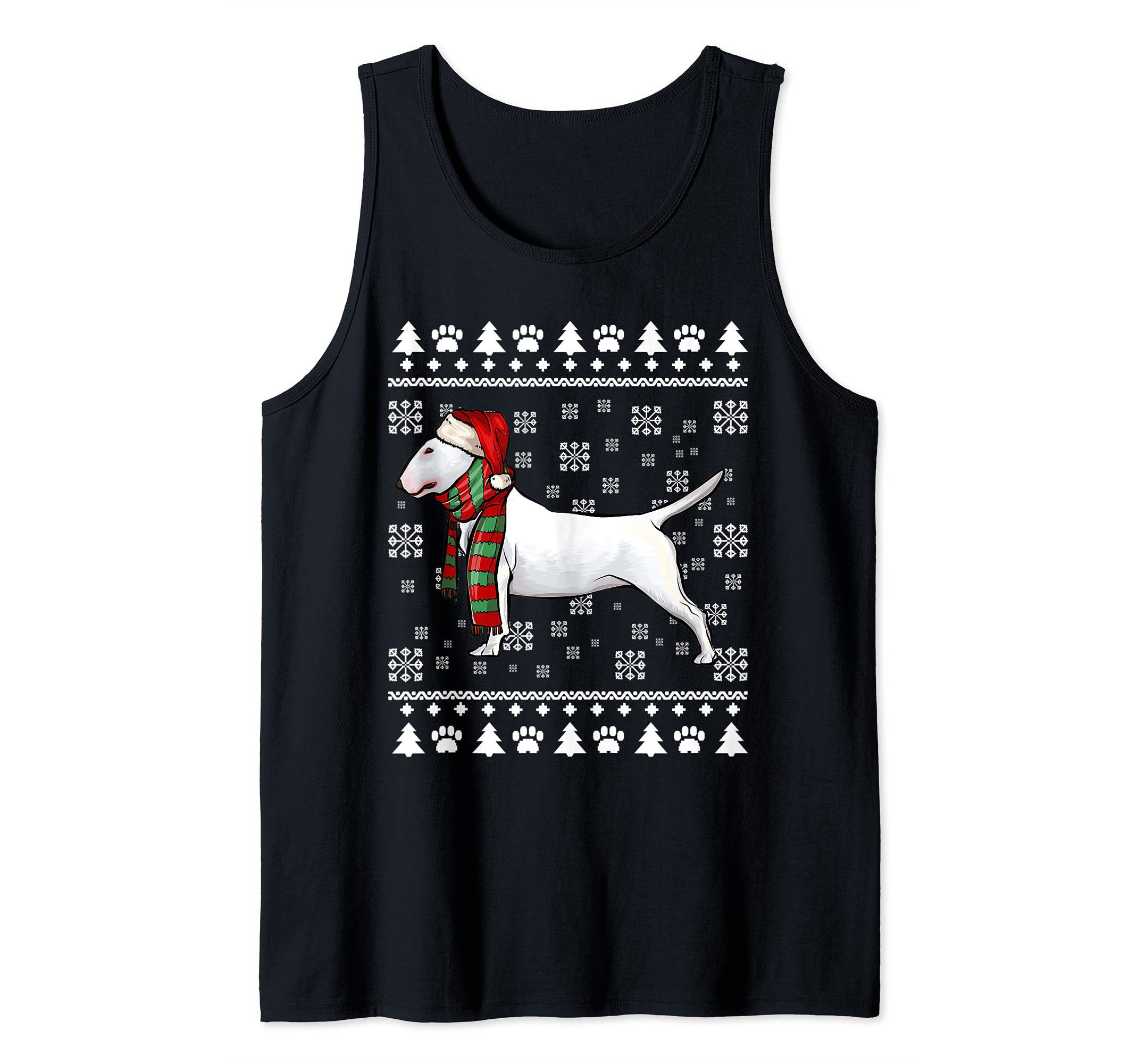 Bull Terrier Dog Santa Hat Xmas Ugly Christmas Tank Top