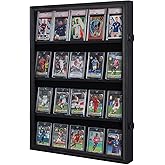 Goazhpon 20 Graded Sports Card Display Case with UV Protection Lockable Wall Frame Cabinet for Basketball Football Baseball Hockey Trading Cards-Black Finish