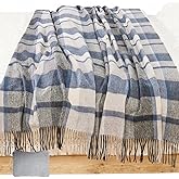 WAMSOFT Wool Throw Blanket 55x83 Inch Plaid Tartan Blankets Camping Throws Couch Throws Blankets for Travel 1.5lb