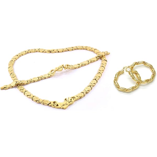 18k Gold Bracelet Set Xoxo Necklace Set Gold Womens Gold Tone Xoxo