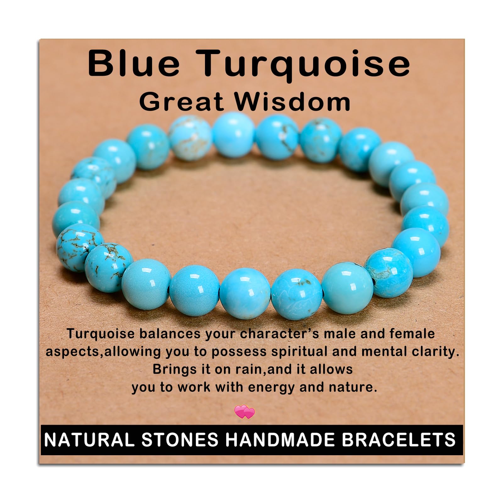 AD Beads Handmade Gemstone Stretch Elastic Bracelet
