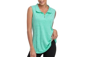 Viracy Women's Zip Up Golf Workout Tank Tops Sleeveless Quick Dry Athletic Polo Shirts