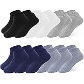 Uizuooy Boys Ankle Socks 12 Pairs Athletic Kids Low Cut 2-8 Years Cotton Breathable Sport Socks
