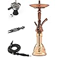 AGFYLIFE Hookah Set 25" Egyptian Style Hookah Complete Set with Everything, Shisha Accessories Includes Glass Vase, Clay Bowl, Leather Hookah Hose, Antique Bronze