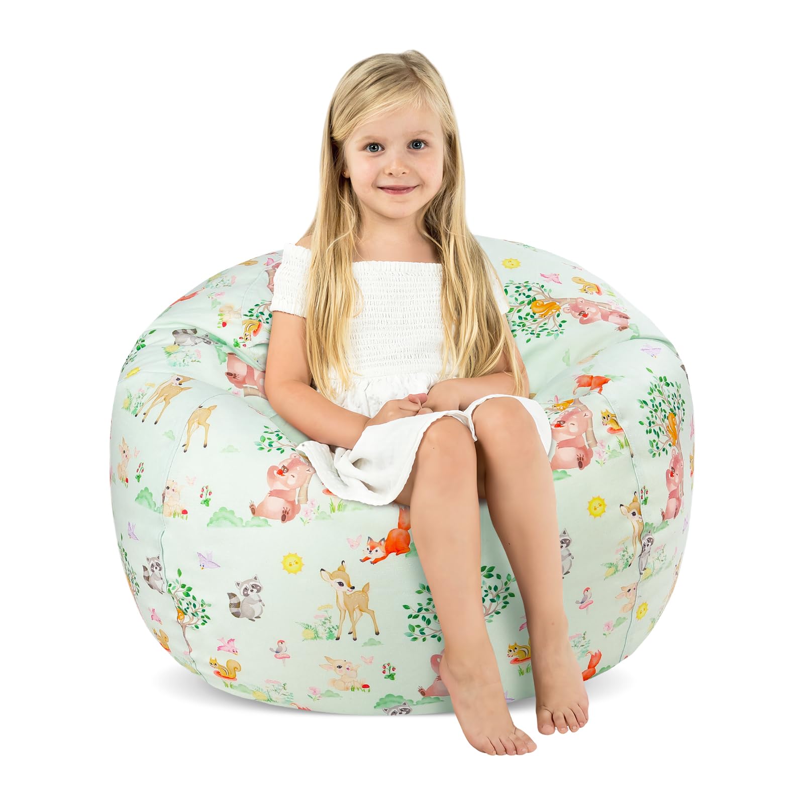 Animals Kids Bean Bag Chair-Cover Only-Large Stuffed Animal Storage Bean Bag for Girls Boys Indoor Outdoor (No Filling)