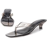 Noctivelle Women Kitten Heeled Sandals Waterproof Thong Flip Flops Memory Foam Comfort Insole Summer Quick Dry Casual Pool Beach Shoes
