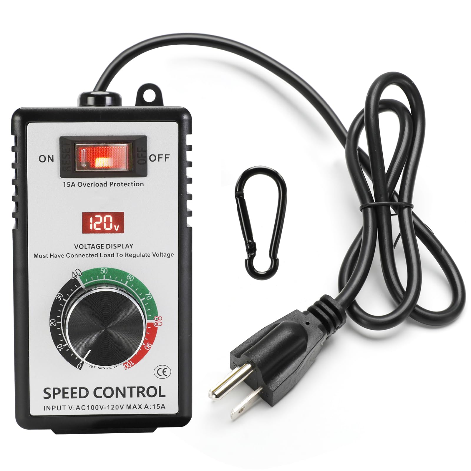 Photo 1 of AC Motor Speed Controller 100V-120V 15A Max Variable Fan Speed Controller, Electronic Voltage Regulator for Electric Motors with Electronic Voltage Regulator & LED Display, and Overload Protection