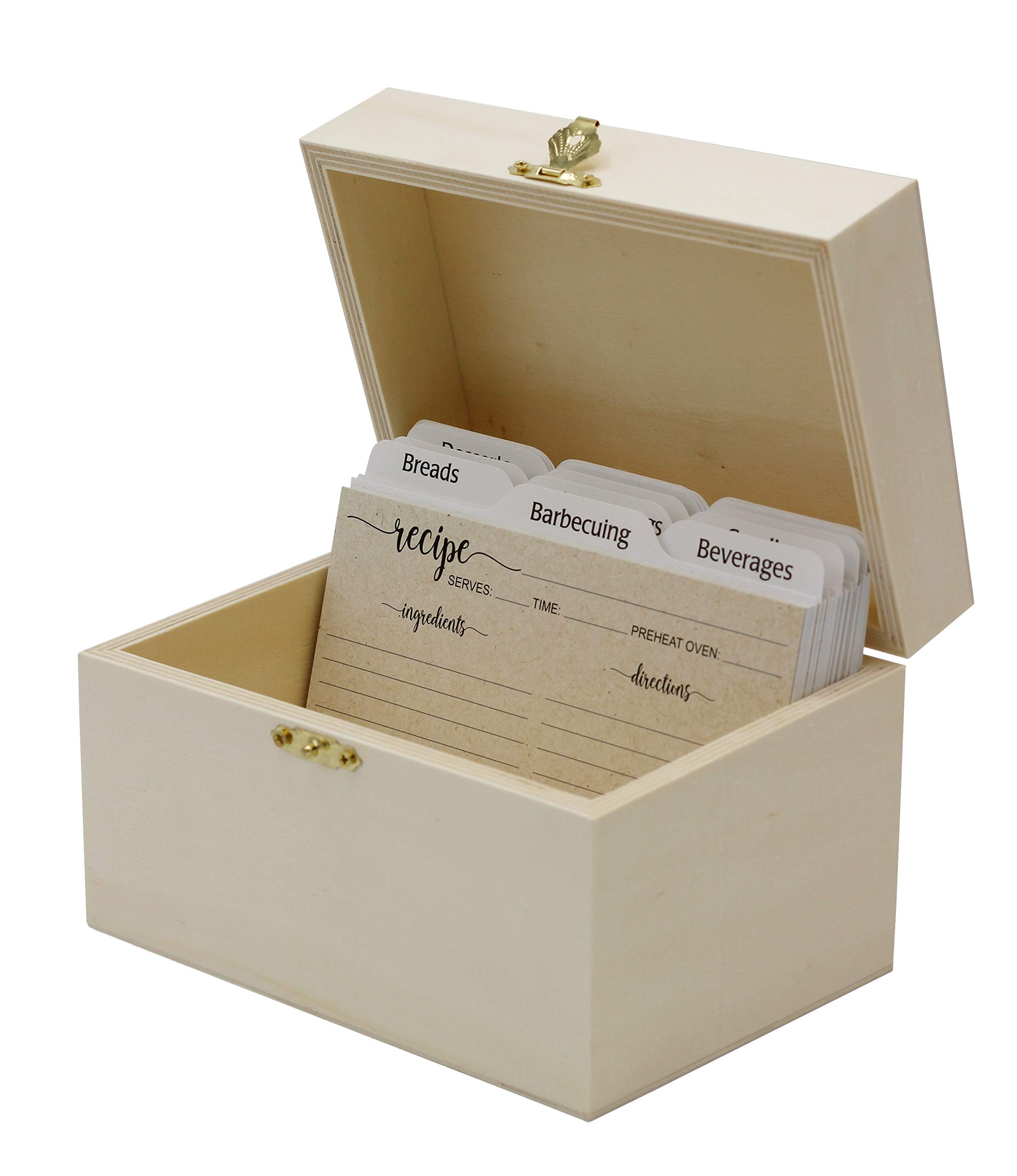 Creative Hobbies® Ready to Decorate Wooden Recipe Box with Hinged Lid and Front Clasp - Make Your Own Gift, Jewelry, Photo Box
