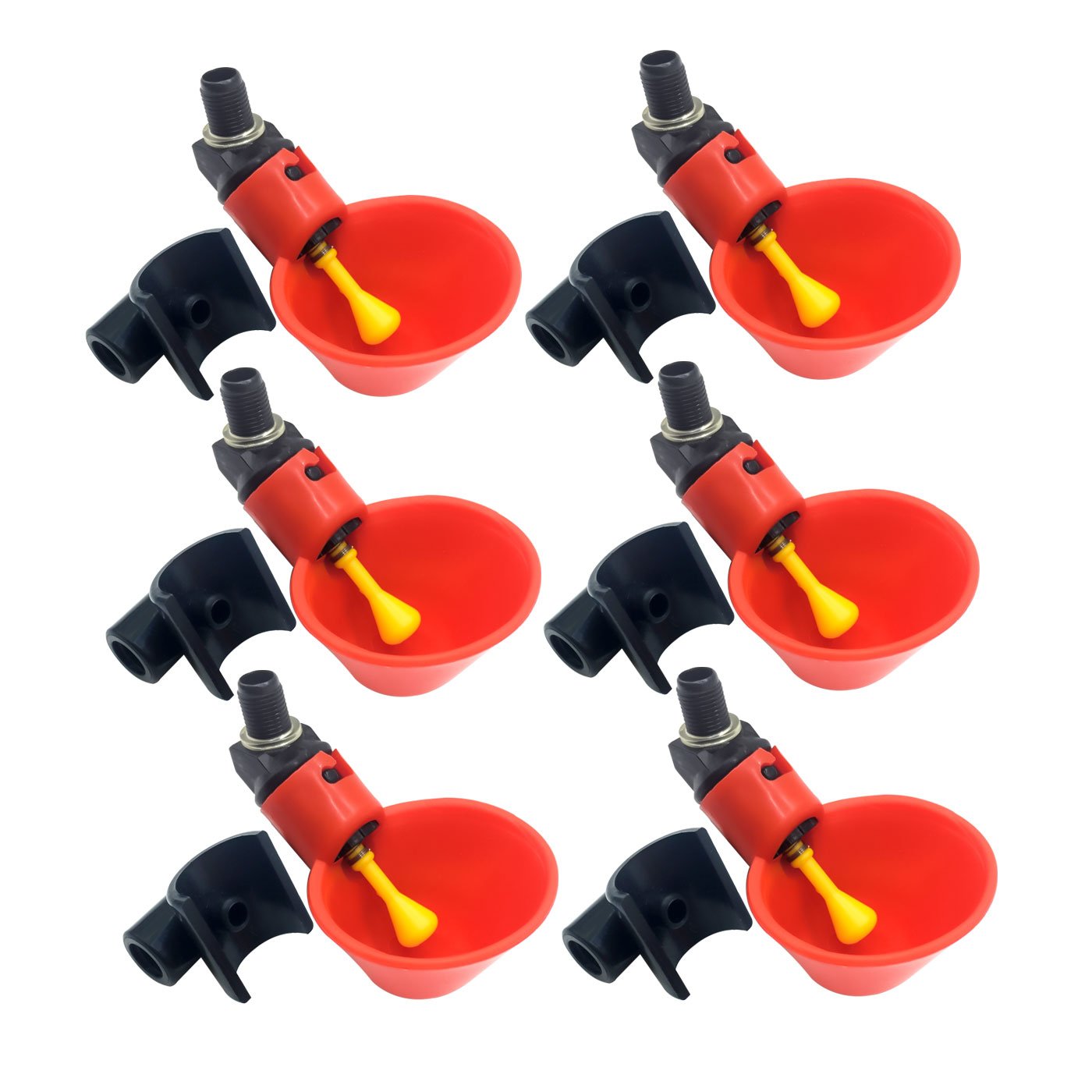 Galleon Ysesoai 6 Piece Red Plastic Automatic Chicken Waterer