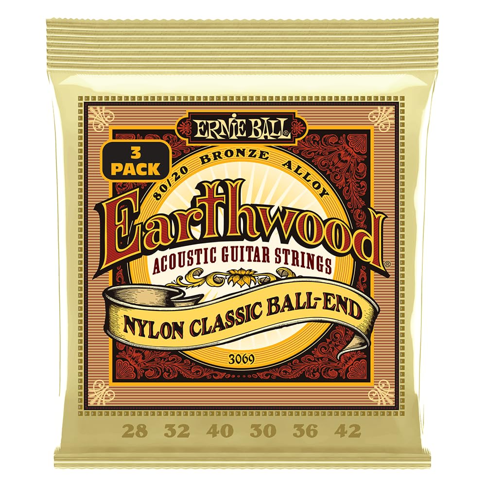 Ernie Ball Classical Guitars Strings, Clear and Gold, Ball End