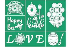 JAJADO JAAJDO Bee Self Adhesive Silk Screen Stencils Honey Screen Printing Stencil for Painting on Wood/Fabric/Glass/Ceramic/Wall, Bee Reusable Silk Screen Transfer Stencils DIY Home Decor 8.5X11 inch