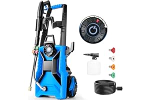 IMDOT 5000 PSI 4.0 GPM Adjustable Pressure,Power Cleaner with Foam Cannon,4 Nozzles,33FT Hose and 500ml Soap Bottle for Home/Cars/Driveways/Patios/Fences(Blue)