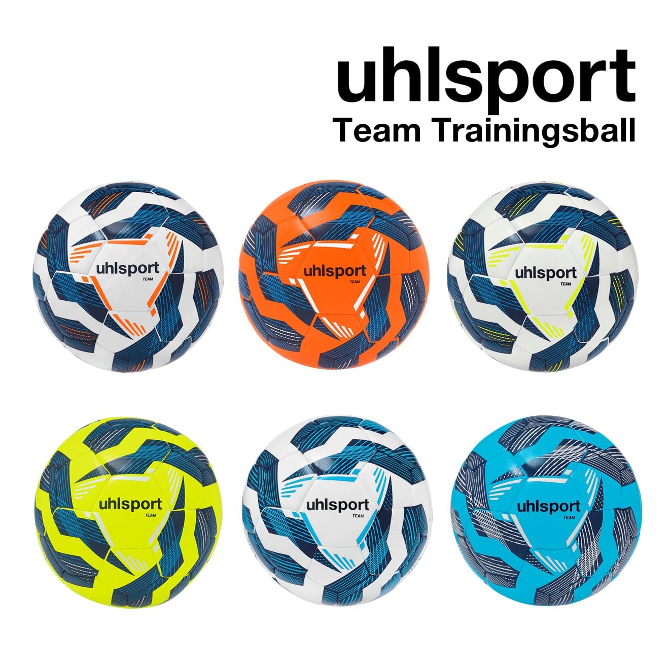 uhlsport Fußball Team-Fußbälle - langlebige Trainingsbälle für das Mannschaftstraining - Fußball für Kinder und Erwachene, Größe 3, Größe 4 und Größe 5, weiß/Marine/Fluo orange 2