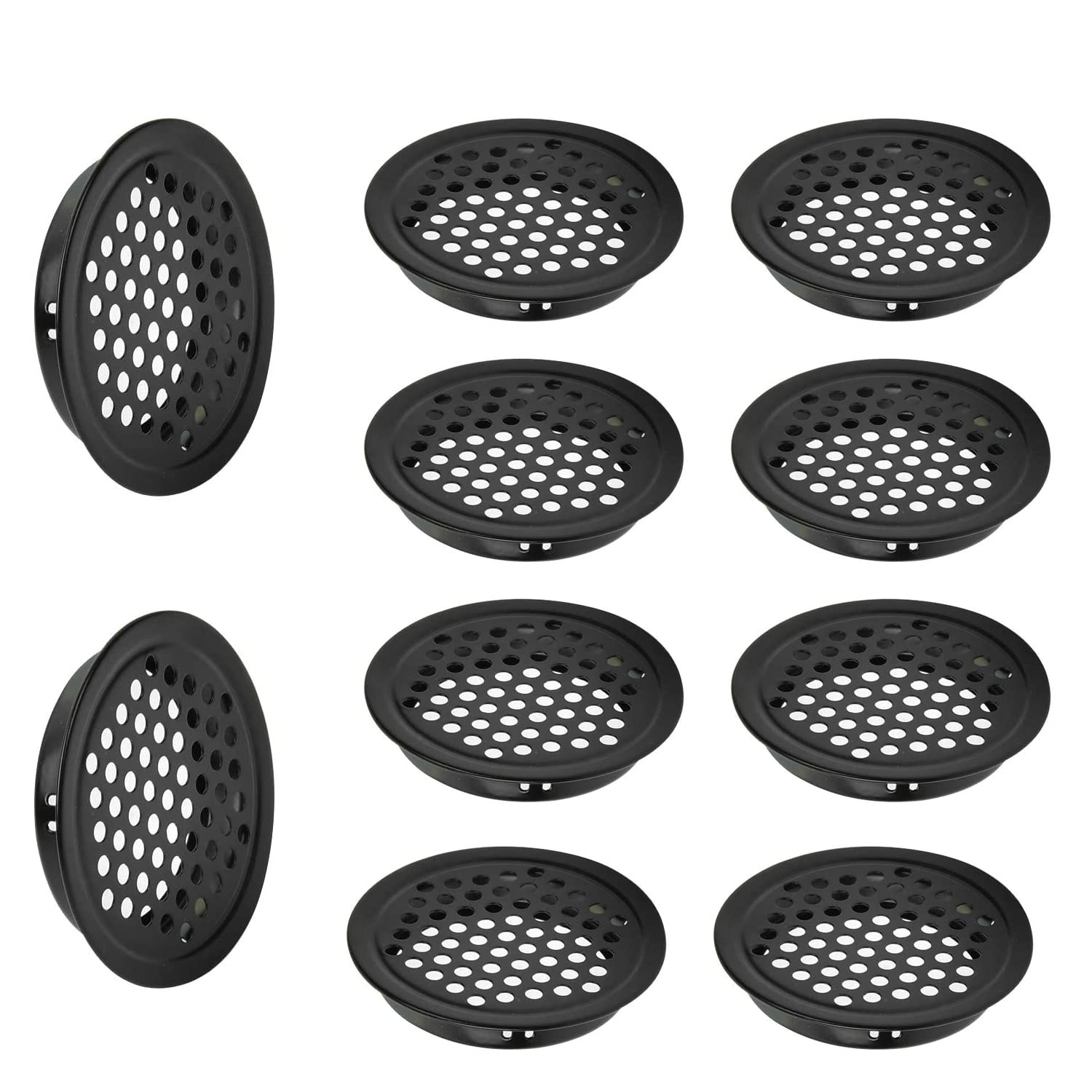 10 Pcs Black Circular Air Vent，53 mm Soffit Vents, Grill Cover Ducting Ventilation Cover，for Wall Kitchen Ceiling Door Wardrobes