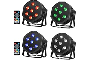 YeeSite LED Par Stage Lights - 7LED 70W DJ Par Can Light RGBW DMX Color Changing Sound Activated Remote Control Uplights for Event Indoor Party Church Dance Wedding Lighting Performance